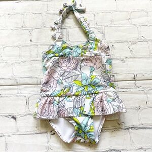 Girls Janie and Jack Floral Halter Swimsuit
